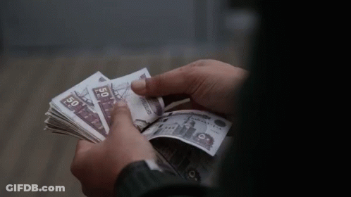 A Person Holding A Stack Of 50 Dollar Bills GIF