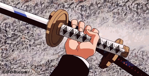 A Person Holding A Sword In Their Right Hand GIF