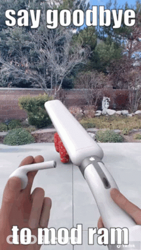 A Person Holding A White Object With The Words Say Goodbye To Mod Ram On It GIF