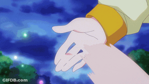 A Person Holding Another Person 'S Hand In A Cartoon GIF