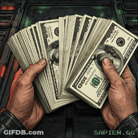 A Person Holding Stacks Of 100 Dollar Bills In Their Hands GIF