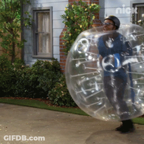A Person In A Clear Bubble With A Nick Logo On The Bottom GIF