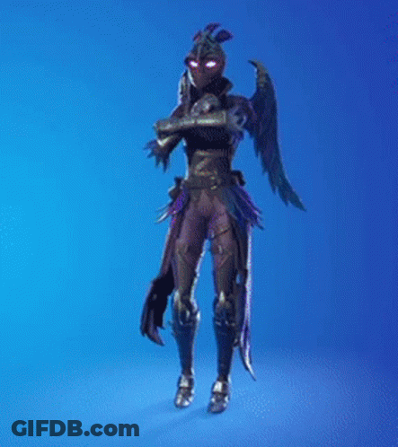 A Person In A Costume With Wings Is Dancing On A Blue Background . GIF