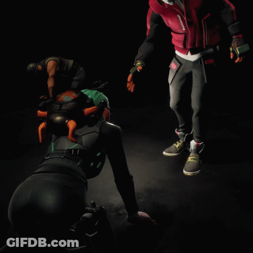 A Person In A Gas Mask Holds The Hand Of Another Person GIF