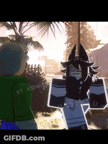 A Person In A Green Shirt Is Standing Next To A Person In A Black And White Cartoon GIF
