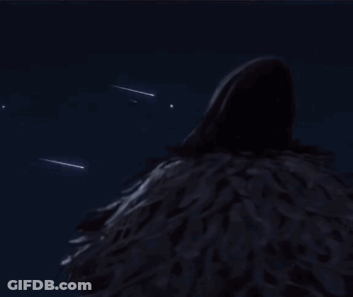 A Person In A Hooded Jacket Is Looking Up At The Stars . GIF
