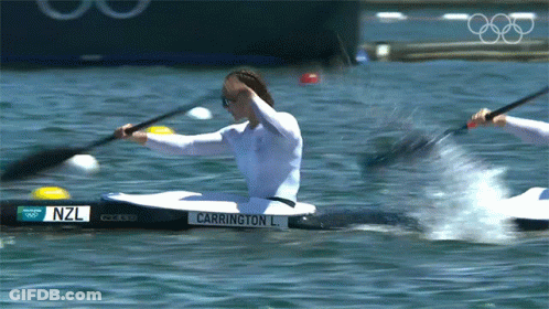 A Person In A Kayak With The Name Carrington L. On The Side GIF