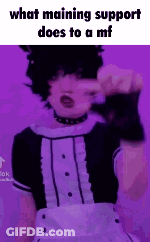 A Person In A Maid Outfit Is Making A Gesture With Their Finger While Wearing A Choker . GIF