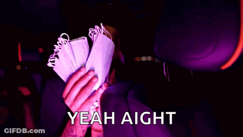 A Person In A Purple Hoodie Is Holding A Bunch Of Money And Says Yeah Aight . GIF