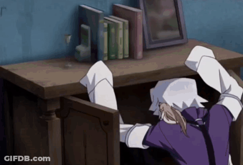 A Person In A Purple Shirt Is Crawling Out Of A Wooden Cabinet GIF