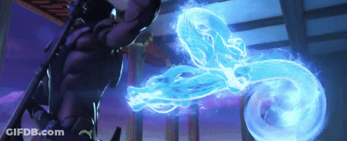 A Person In A Purple Suit Is Holding A Sword In Front Of A Blue Dragon .. GIF