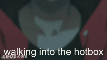 A Person In A Red Hooded Jacket Is Walking Into The Hotbox GIF