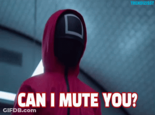 A Person In A Red Hoodie Is Asking Can I Mute You ? GIF
