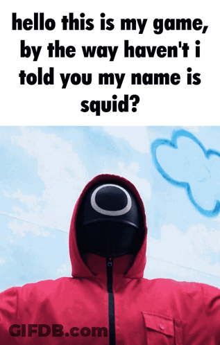 A Person In A Red Jacket With A Black Helmet On Their Head With The Words Hello This Is My Game GIF