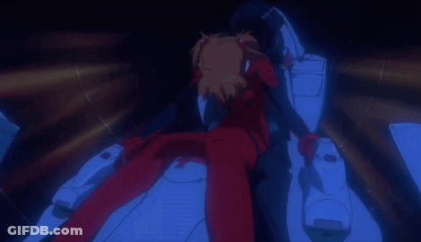 Person In Red Suit Laying On Blue Item GIF