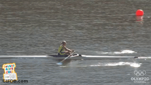 A Person In A Rowing Boat With The Olympic Channel Logo On The Bottom GIF