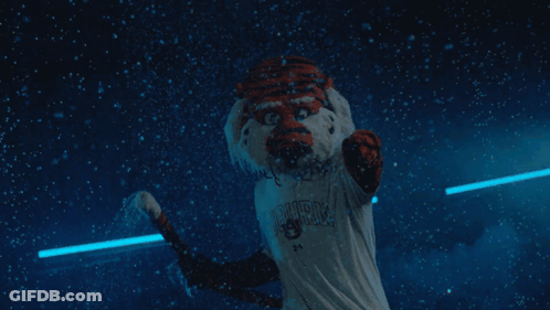 A Person In A Tiger Costume Is Wearing A Shirt That Says ' Bengals ' On It GIF