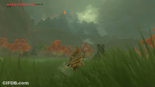 A Person In A Video Game Is Standing In A Field With Mountains In The Background GIF