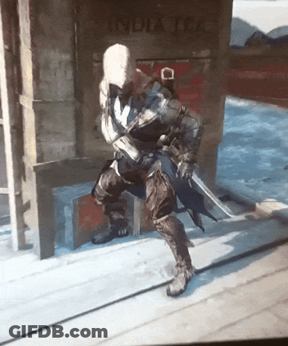 Video Game Character In Front Of India Tea Sign GIF