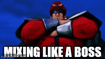 A Person In Armor Is Standing In A Field With The Words Mixing Like A Boss Written Below Them GIF