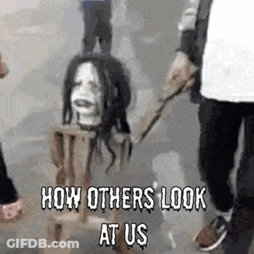 A Person Is Carrying A Ghost On A Leash With The Caption `` How Others Look At Us '' . GIF