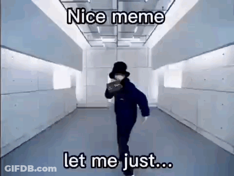 A Person Is Dancing In A Hallway With A Mask On Their Face . GIF
