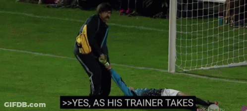 A Person Is Doing A Handstand On A Soccer Field With The Words Gazelle Through The Serengeti Above Them GIF