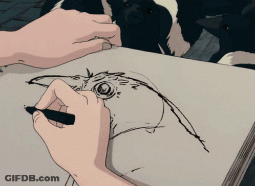 A Person Is Drawing A Bird With A Pen On A Piece Of Paper GIF