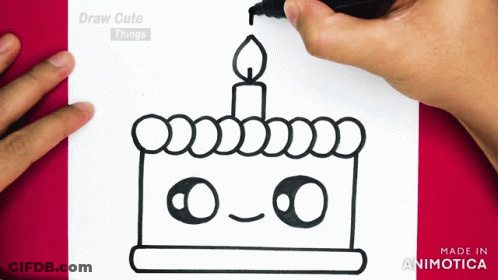A Person Is Drawing A Birthday Cake With A Candle GIF