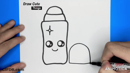 A Person Is Drawing A Bottle With A Face And A Star On It GIF