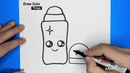 A Person Is Drawing A Bottle With A Face With A Zebra Marker GIF