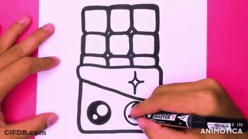 A Person Is Drawing A Chocolate Bar With A Black Marker That Says ' Sketch Master ' On It GIF