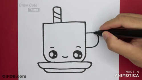 A Person Is Drawing A Cup Of Coffee With A Cup On Top Of It GIF