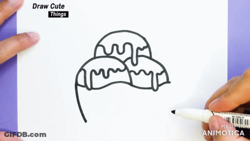 A Person Is Drawing A Cup Of Ice Cream With A Marker GIF