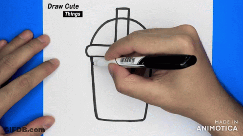 A Person Is Drawing A Cup With A Marker And The Words Draw Cute Things Are On The Bottom GIF