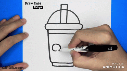 A Person Is Drawing A Cup With The Words Draw Cute Things Above GIF