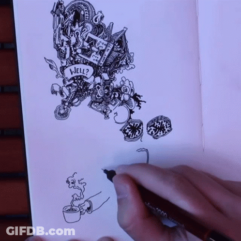 A Person Is Drawing A Drawing With The Words Well Written On It GIF