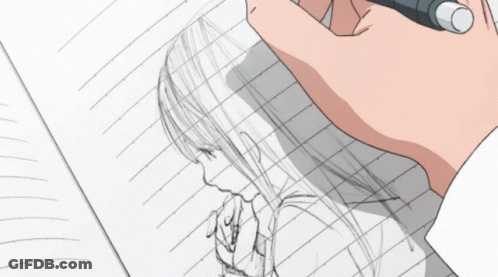 A Person Is Drawing A Girl On A Piece Of Graph Paper GIF