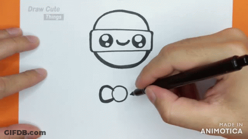 A Person Is Drawing A Ninja On A Piece Of Paper With The Words Draw Cute Things Above It GIF