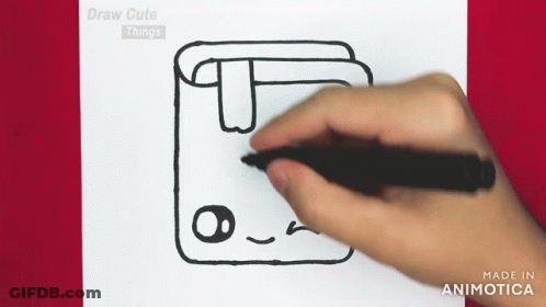 A Person Is Drawing A Picture With A Pen And The Words Draw Cute Things Are Visible In The Background GIF