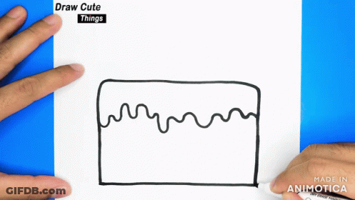 A Person Is Drawing A Rectangle With A Marker On A Piece Of Paper That Says Draw Cute Things On It GIF