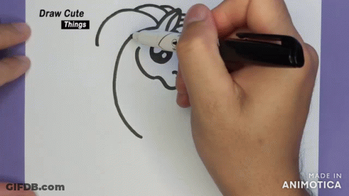 A Person Is Drawing A Unicorn On A Piece Of Paper With The Words Draw Cute Things Above It GIF