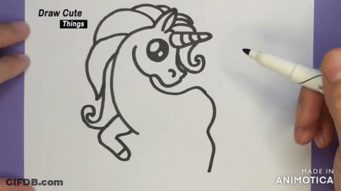 A Person Is Drawing A Unicorn With A Marker GIF