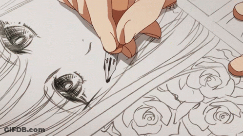 A Person Is Drawing A Woman 'S Face With A Pen On A Piece Of Paper GIF