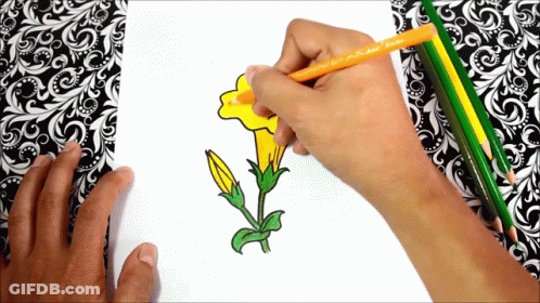 A Person Is Drawing A Yellow Flower With A Pencil That Says Faber Castell GIF
