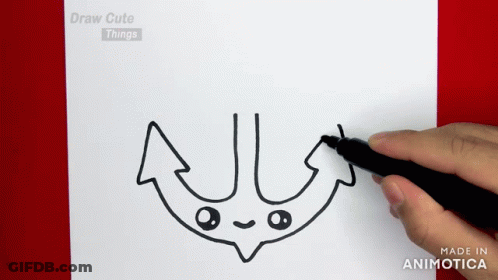 A Person Is Drawing An Arrow On A Piece Of Paper With The Words Draw Cute Things Above It GIF