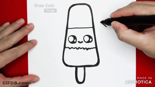 A Person Is Drawing An Ice Cream On A Stick With A Marker GIF