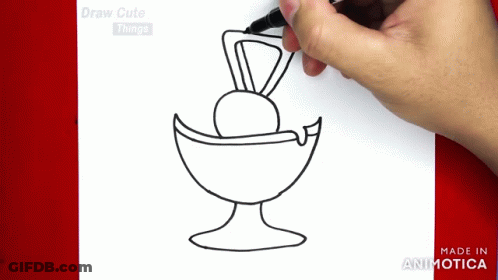 A Person Is Drawing An Ice Cream Sundae On A Piece Of Paper That Says Draw Cute Things GIF