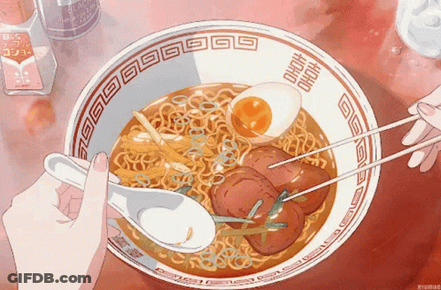 A Person Is Eating Noodles With Chopsticks And A Spoon . GIF