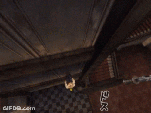 A Person Is Falling Down A Staircase With A Sign Behind Them That Says ' Break ' GIF